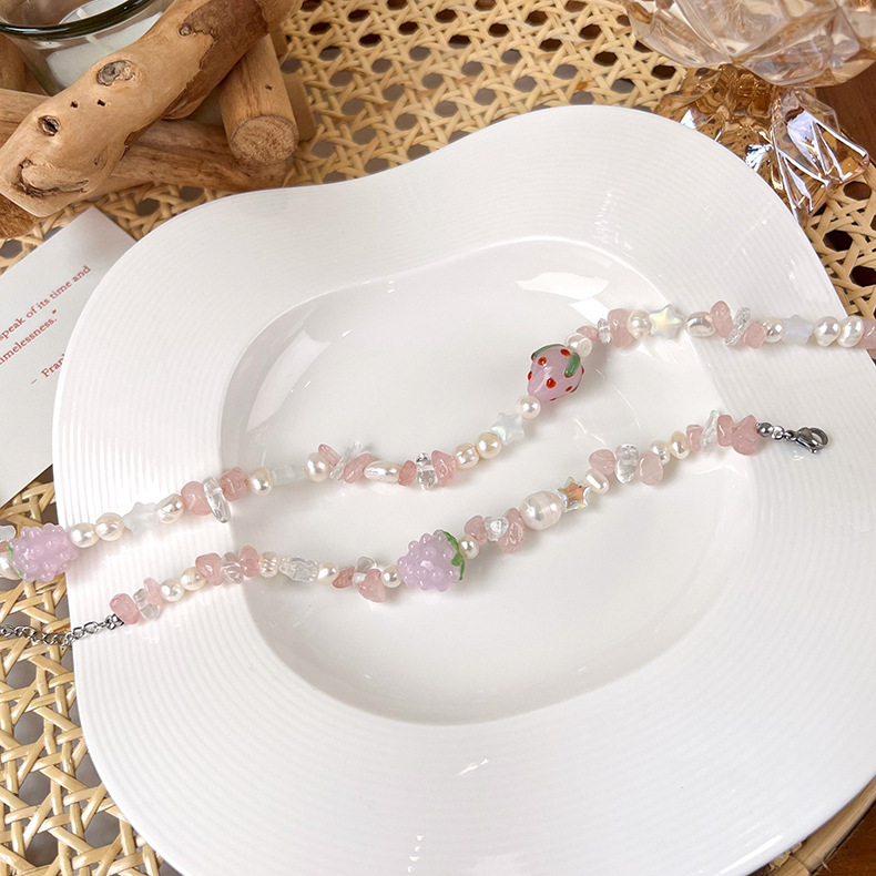 Sweet Fruit Mixed Material Beaded Necklace