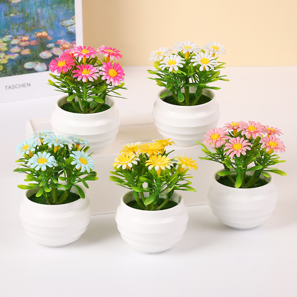Simulación minimalista nórdico en maceta creativa mini 6 girasoles pequeños decoración de oficina de escritorio para el hogar decoración