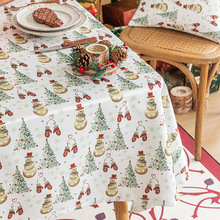 防水圣诞雪人印花桌布美式节日新年氛围装饰餐桌布茶几台布盖巾