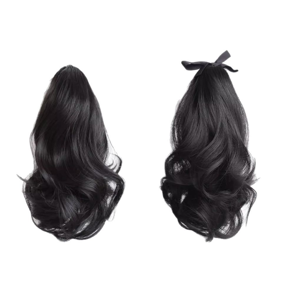Venta al por mayor de fábrica tipo Clip encaje corto onda grande Pelo Rizado largo simulación pelo clip pera flor Cola de Caballo peluca