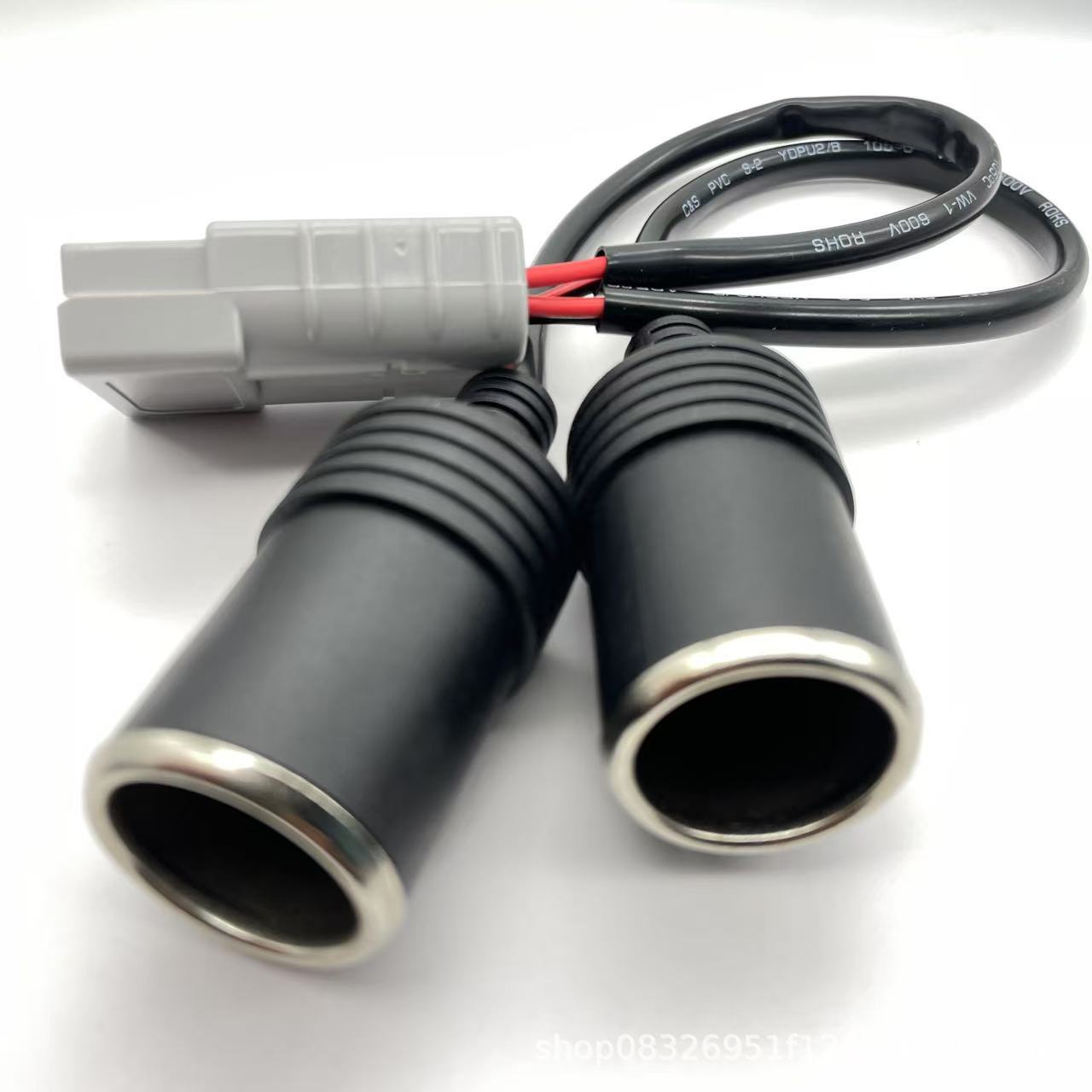跨境50A快速插头转接点烟器母头取电16AWG50CM加粗延长线充电头