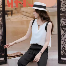 设计感无袖宽松显瘦雪纺衫女春装吊带西装内搭外穿背心夏气质上衣