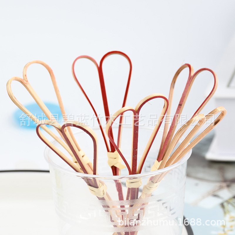 Fabricantes desechables de amor de frutas de calabaza de bambú de tijeras de marca de cóctel de marca creativa al por mayor