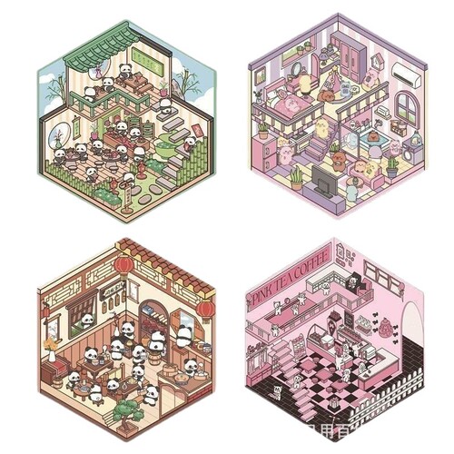 Miniature World DIY Storage Scene Sticker Visual Stacking 3D House Internet Celebrity Game Scene Sticker