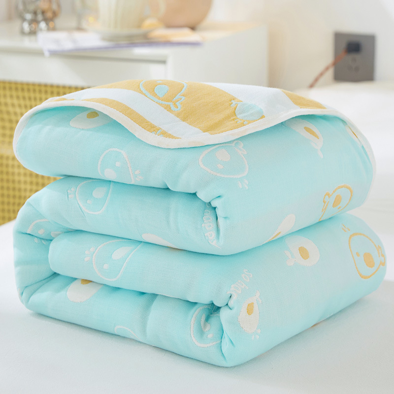 (Whale Blue) / 90x 100cm "cotton 6 layer yarn" baby