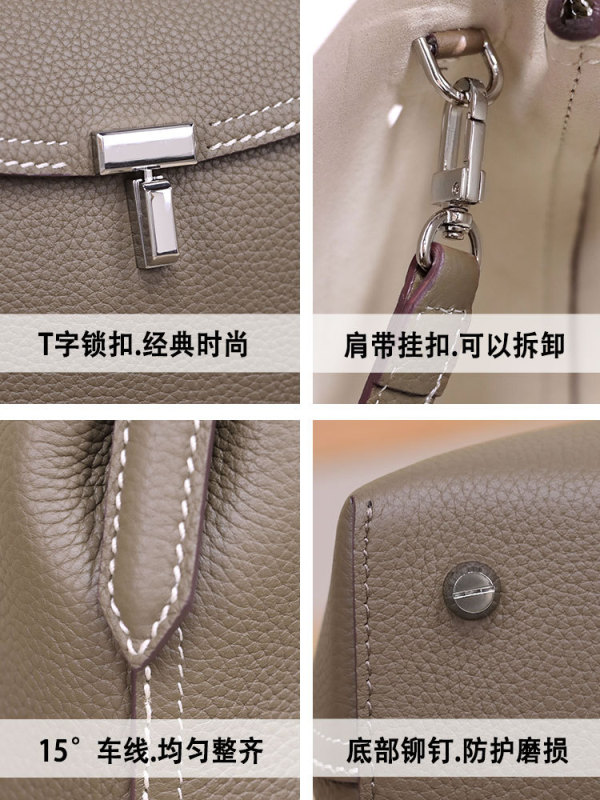 大衆デザインtogo牛革カバー付きハンドバッグsavi同型T字ロック大容量シングル肩枕バッグ|undefined