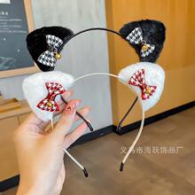 海跃饰品可爱猫耳朵发箍发夹儿童春季毛绒蝴蝶结甜美发卡头箍女宝