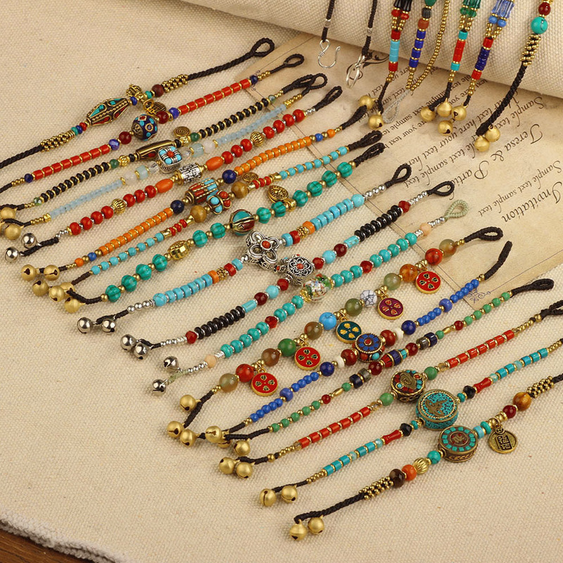 Cross-border Ethnic Style Ancient Style Pure Copper Bracelet Retro Nepal Woven Hand Rope Xizang Style Women's Bell Ancient Style Hand String Decoration