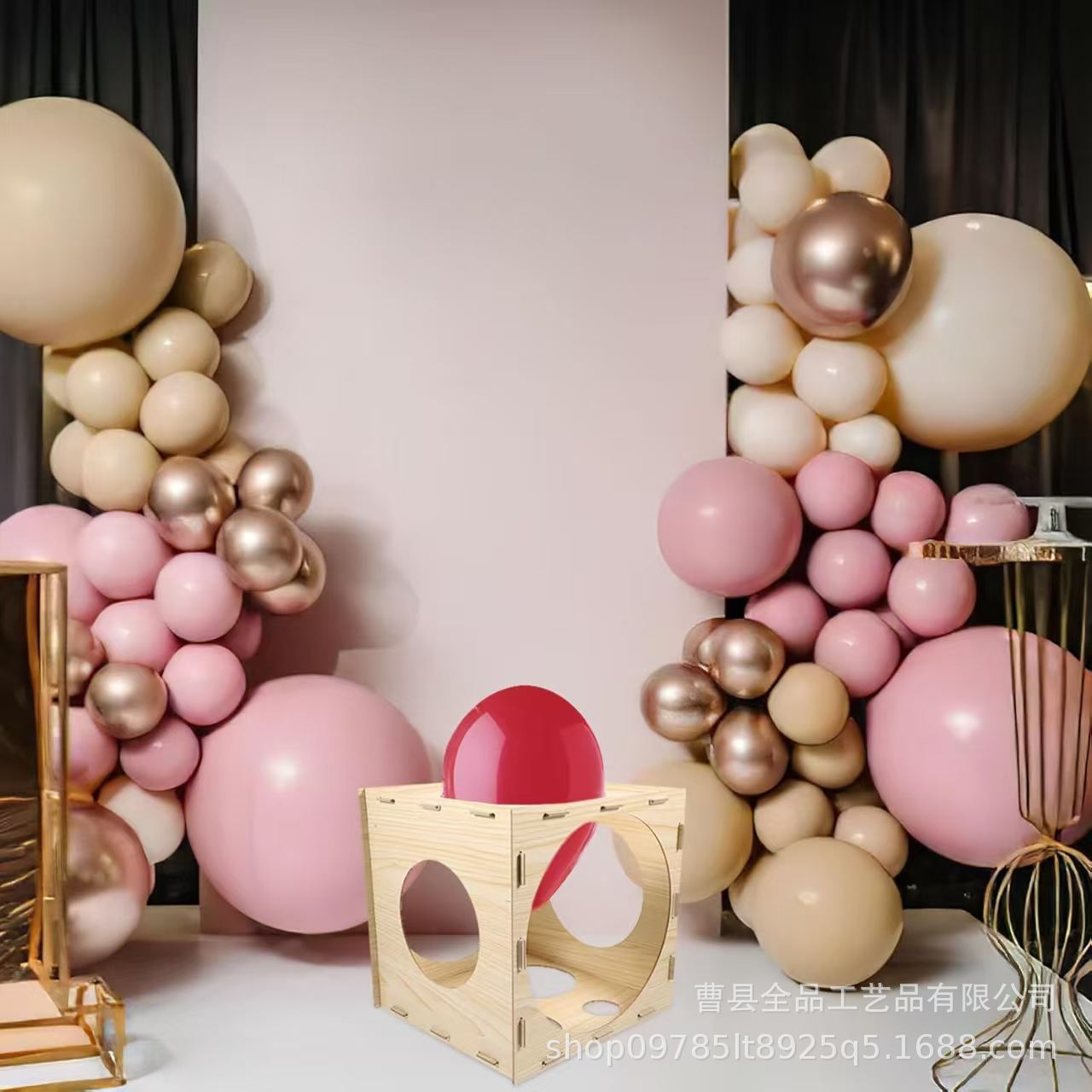 Caja de medición de bolas desmontable de madera Dispositivo de medición de bolas de madera Fiesta de fiesta Globo de medición Decoración de globos Accesorios de caja de madera