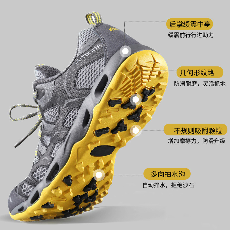 Men's Breathable Non-Slip Quick-Drying Summer Outdoor Hiking Shoes Fishing Wading Shoes Stream Hiking Beach Shoes