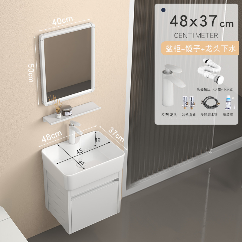 Engrosado espacio gabinete de baño de aluminio pequeño apartamento lavabo Mini lavabo de baño lavabo integrado lavabo de cerámica