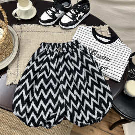 清仓儿童灯笼裤春秋季新款复古锯齿条纹裤子日韩男女宝宝休闲裤子