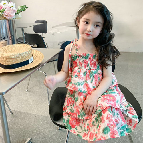 Girls Skirt Flower Crumpled Cake Skirt Dress Princess Skirt 24 Summer Clothing New Foreign Trade Children's Clothing Dropshipping