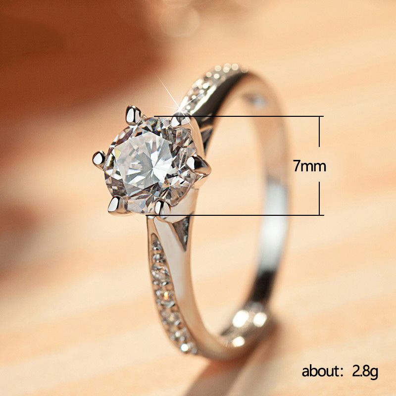 Fashion New Wedding Six-claw Zircon Copper Ring display picture 1