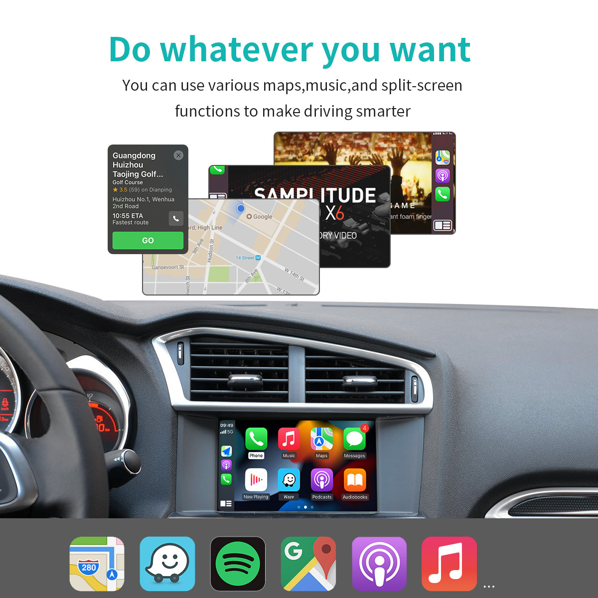 Suitable for Peugeot Citroen Wireless Carplay Interconnection Android Auto Smart Car Navigation Cross-Border