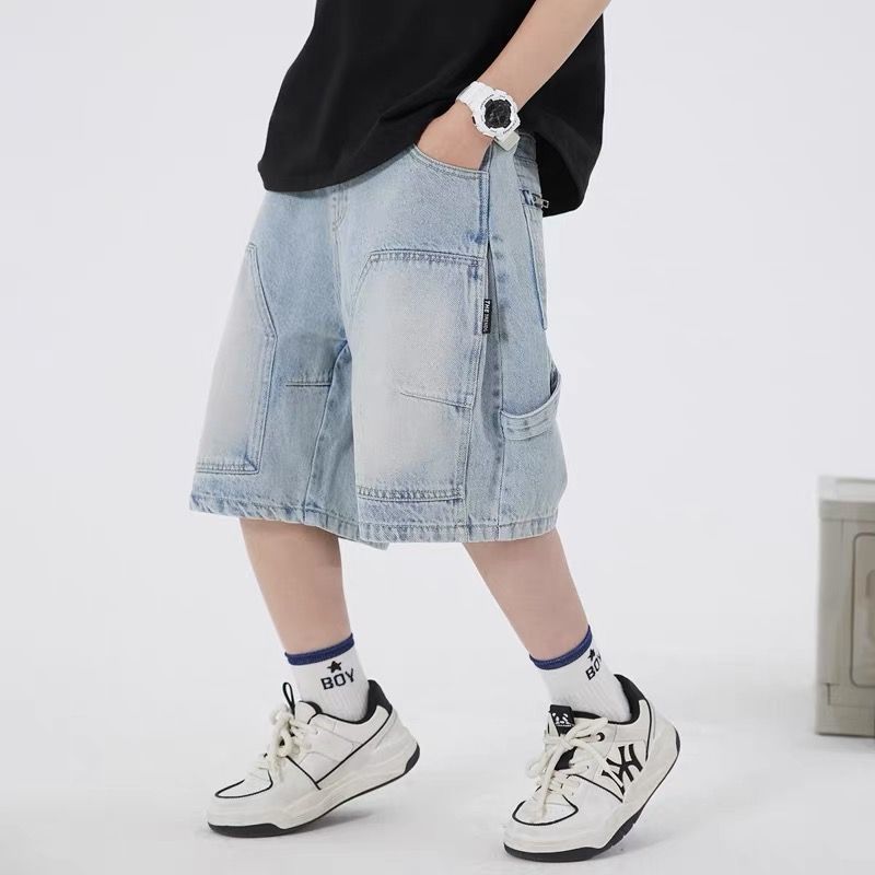 Boys' Denim Shorts, Summer Thin Style, Versatile New Children's Pants, Medium and Large Children's Summer Wear, Five-Point Pants, Stylish and Cool