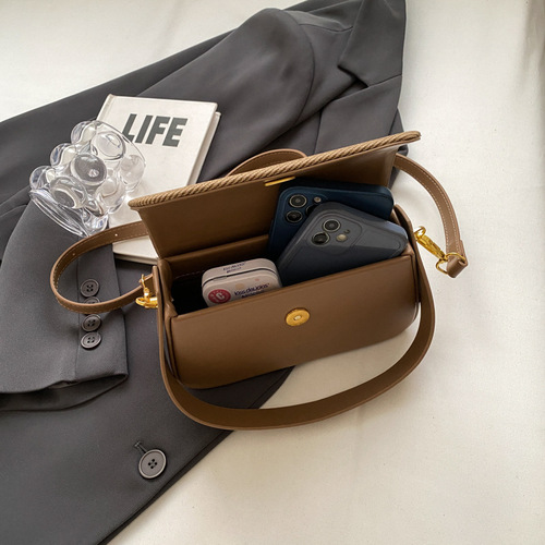 韩版小众时尚手提包包女2024新款简约撞色休闲小方包高级感斜跨包