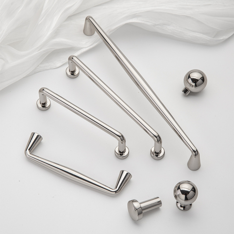 French Handle Modern Simple Light Luxury Titanium Silver Cabinet Door Cabinet Wardrobe Mirror Electroplated Chrome Zinc Alloy Handle French Handle Modern Simple Light Luxury Titanium Silver Cabinet Door Cabinet Wardrobe Mirror Electroplated Chrome Zinc Alloy Handle