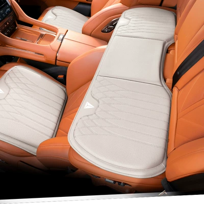 Car Cushion Lumbar — Waist support - model-b-off-white-dark-blue-front-and-rear-seat-cushions-three-piece-set