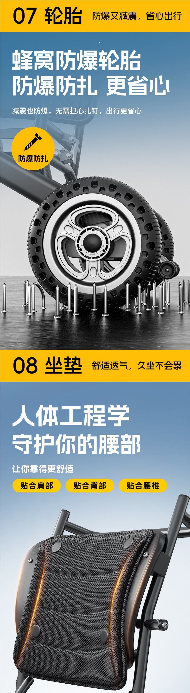 Ultra-Light Foldable Electric Wheelchair, Lightweight and Compact, Smart and Fully Automatic Portable Mobility Scooter for the Elderly