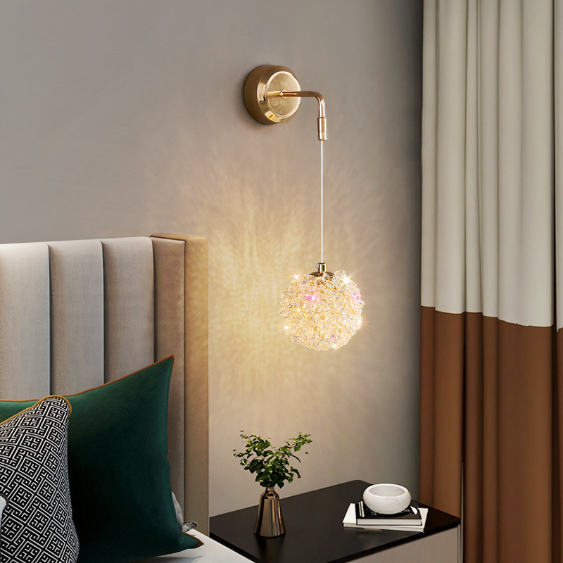 Cabecera de la cama moderna línea colgante de fruta lámpara de pasillo lujosa lámpara de lujo pasillo francés cristal postmoderno restaurante creativo diente de león