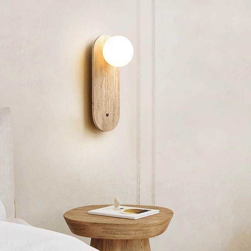 Retro viento cinturón abierto silencioso con interruptor de estilo japonés amarillo faro lámpara de pared residencial faro de cama nueva cabecera de cabecera de piedra de la cavidad de la cama estilo chino
