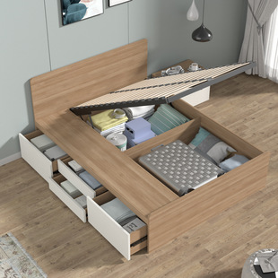 Minimalist 1.2m Tatami Bedroom Storage Bed Modern Apartment Drawer Bed Customizable for Small Apartments Single