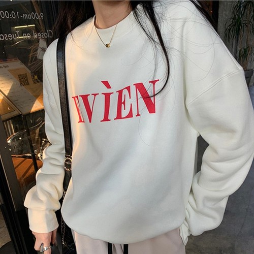 American Street Letter Print Long-Sleeve Hooded Sweatshirt Women Commuting Spring Autumn Winter Wide Unique Petite Versatile Hoodie Top