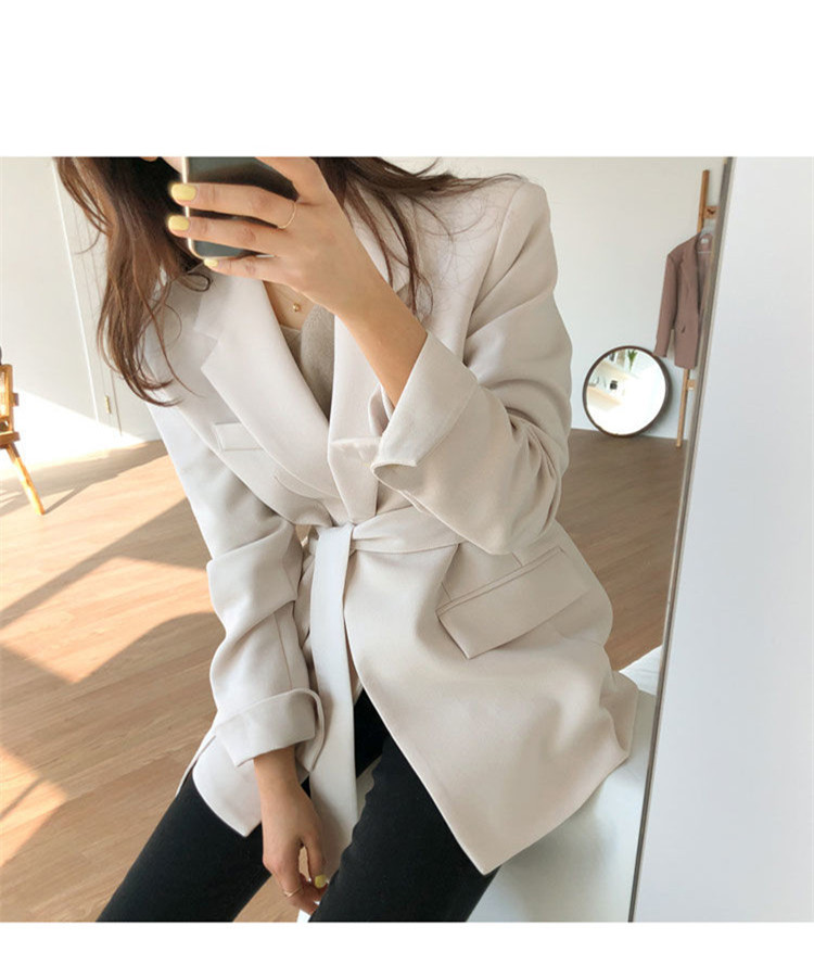 Abbigliamento donna Giacca nera da abito Cintura da donna 2024 Nuovo design primavera e autunno Nicchia Stiratura gratuita Temperamento Piccolo abito Manica lunga_voghion.com