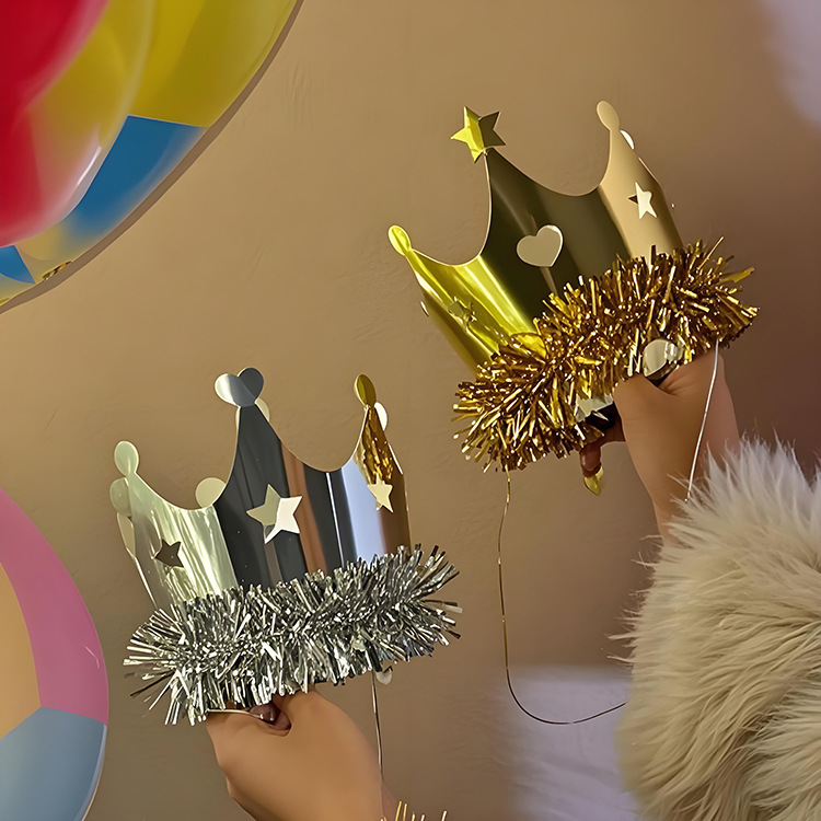 Internet Celebrous Golden silver Tassel Crown Birthday Hat Children Adult Party Party Cake Decorative Paper Hat Internet Celebrous Golden silver Tassel Crown Birthday Hat Children Adult Party Party Cake Decorative Paper Hat