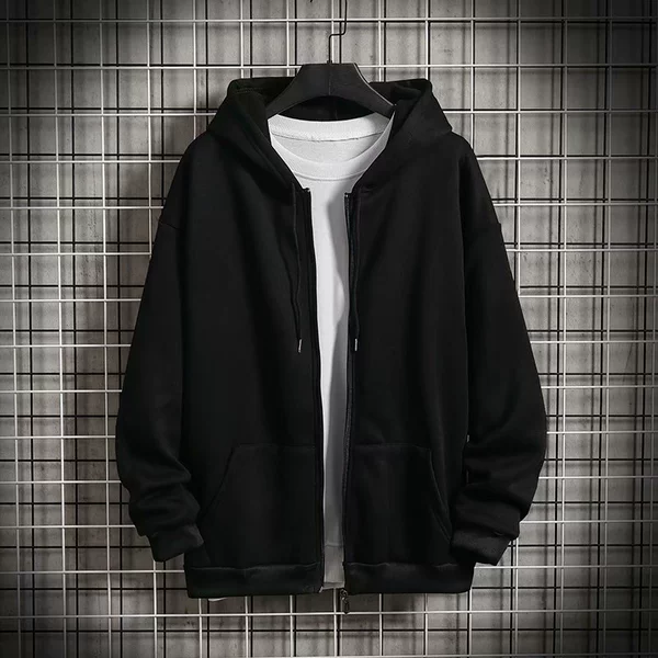 Cardigan with zipper, black fleece sweatshirt