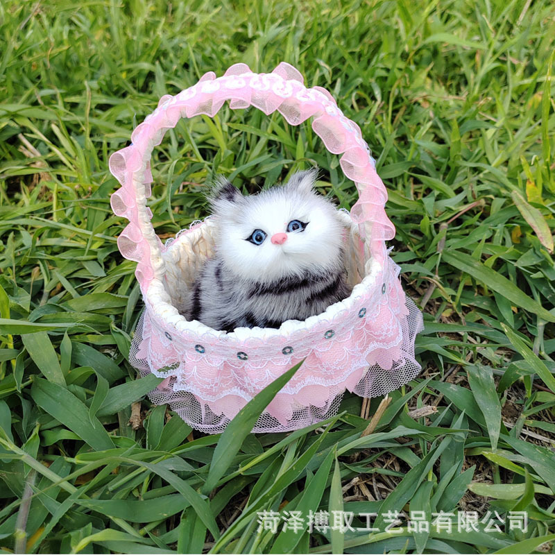 猫のレースを模倣したバスケットと呼ばれます。猫の誕生日プレゼント工芸品の置物は動物の模型レースを模倣します。|undefined