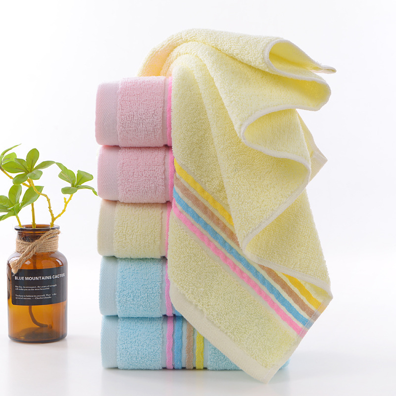 New Cotton Thickened Encryption Four-color Large Rainbow Towel Soft Absorbent Large Towel Household Stall Labor Protection Customization