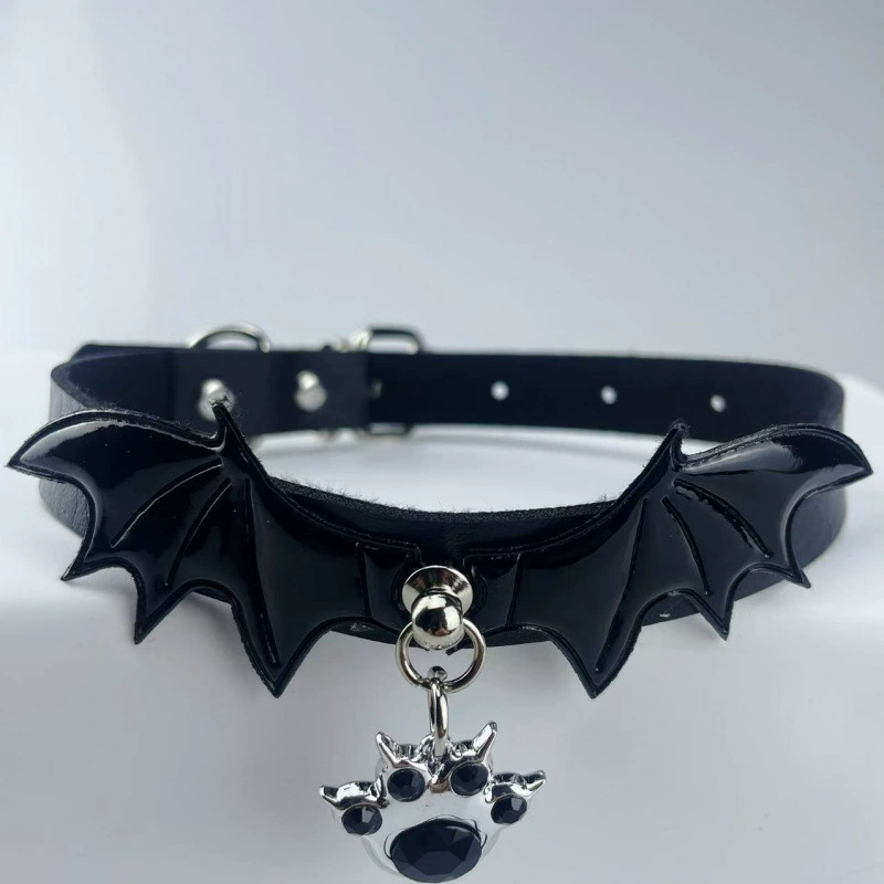 Темные крестообразные крылья, ошейник дьявола, колье, кожаное ожерелье, сексуальная субкультура, панк, готический стиль