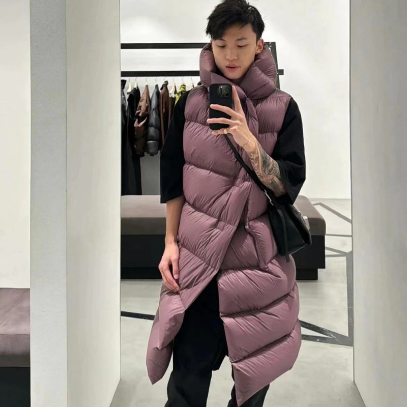 Rick Long Hooded down Vest for Women, Same Style as Piyou, New Color 26, Lightweight, New National Standard White Duck down Warm Jacket