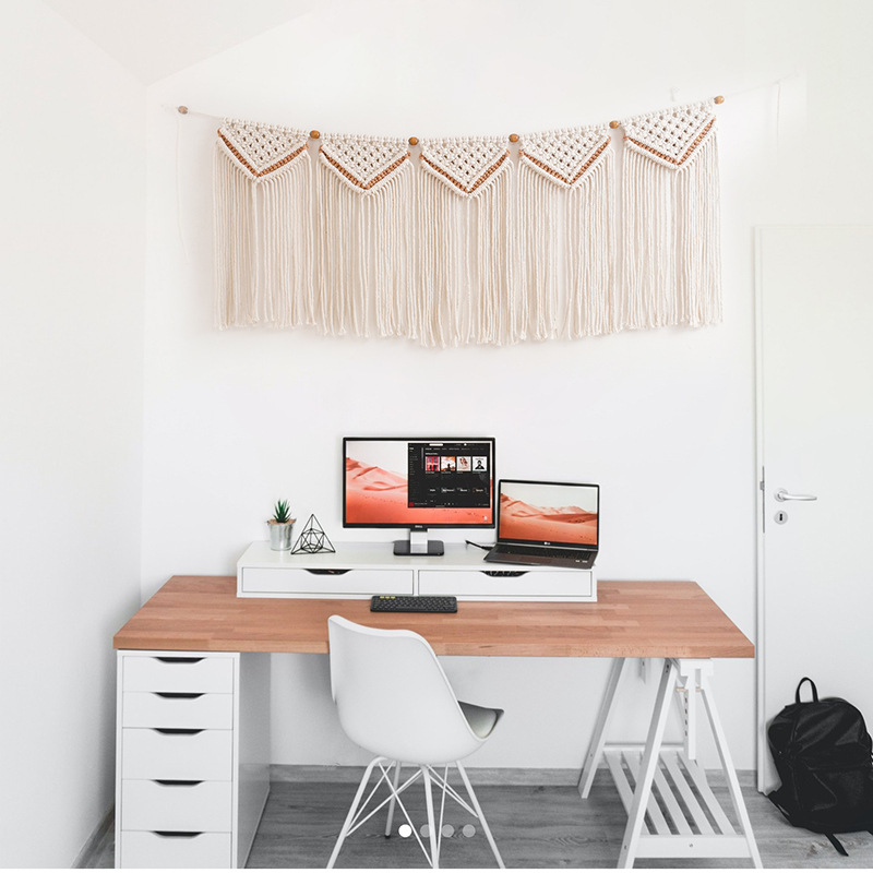 波西米亞編織掛毯北京帘子流蘇壁掛簡約風房間兒童房裝飾民宿壁掛