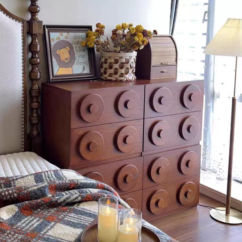 Настенный шкаф для хранения в гостиной во французском стиле ретро, ​​сервант из цельного дерева, ТВ-шкаф, прикроватный шкаф для хранения, комбинированный шкаф