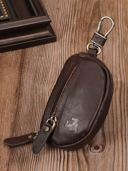 Hummer Paul leather car key bag fashion key bag head layer cowhide keychain zipper change purse wholesale