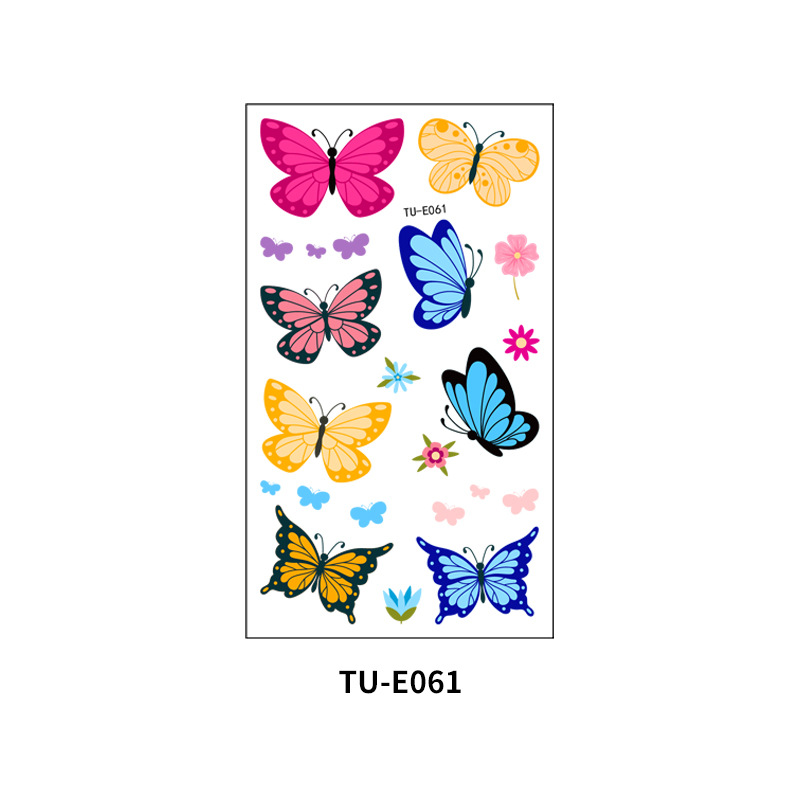 Pegatinas de tatuaje al por mayor nuevas pegatinas de tatuaje de mariposa sudor impermeable niños acuarela color de dibujos animados pegatinas de tatuaje temporal