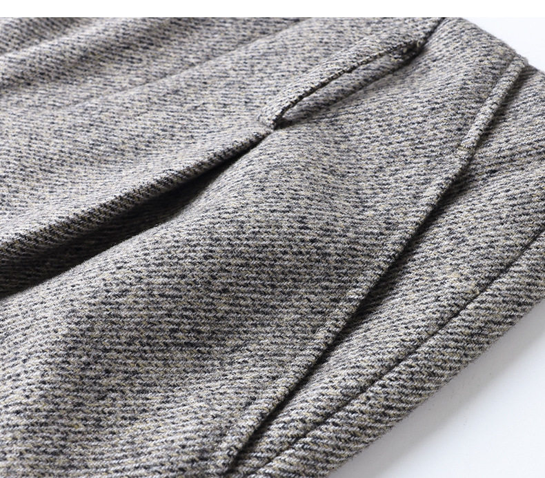 Quần tây nữ ống rộng cạp cao chất liệu len pha polyester, màu trơn, dáng rủ tôn dáng, giữ ấm — Màu ảnh chi tiết 15