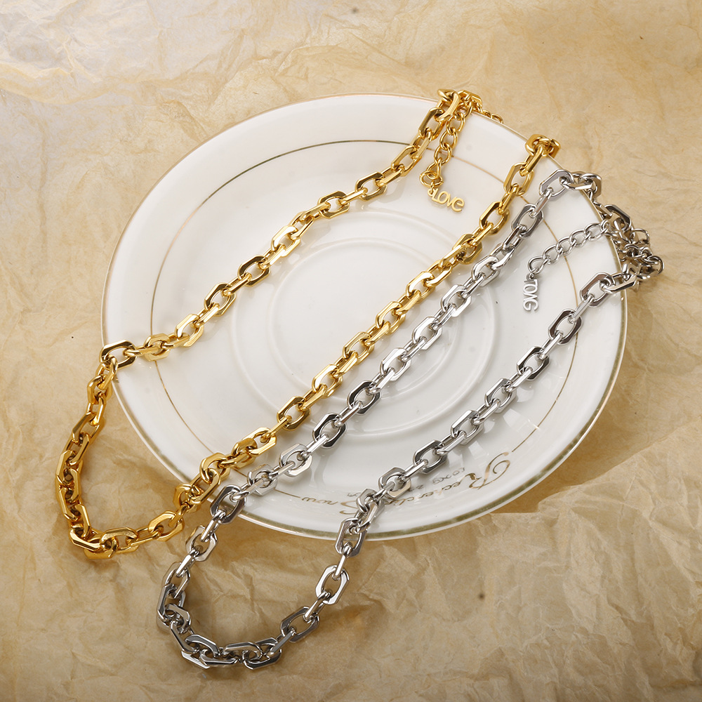 스틸 컬러 티타늄 스틸 직사각형 목걸이