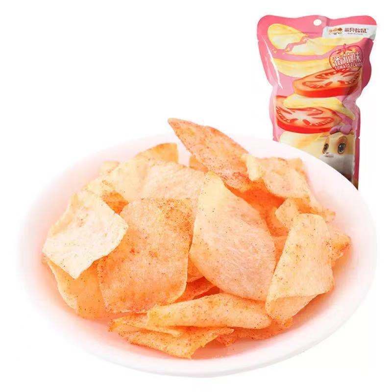 One-time delivery of three Squirrels yam crisp 60g/bag tomato-flavored crispy snack potato chips
