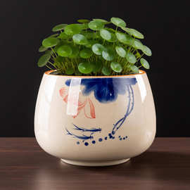 特价清仓水仙花盆陶瓷大号铜钱草专用一叶莲睡碗莲多肉水培无孔盆