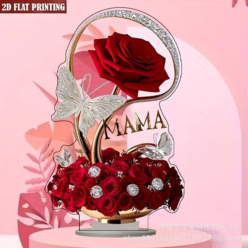 Regalo de rosa plana 2D transfronteriza Regalo de cumpleaños para esposa Regalo de rosa para mamá Colgante