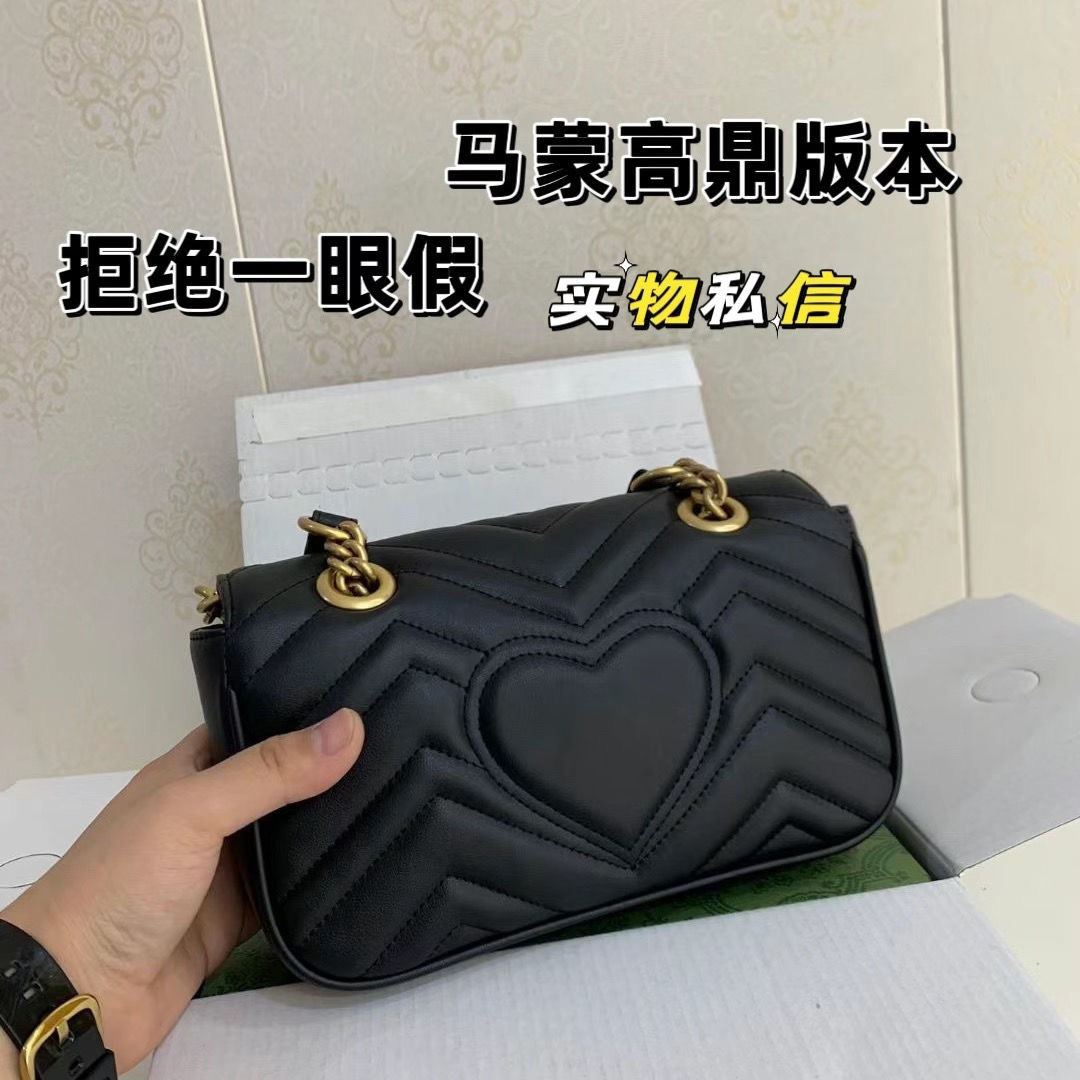 真皮马蒙爱心风mini链条2024百搭新款菱格单肩斜挎包大牌奢侈女包