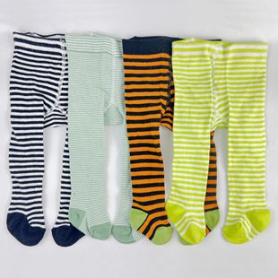 Cross-Border Supply of Infant Boys and Girls Footed Leggings Children's Christmas Halloween Striped Jumpsuit Tights Wholesale