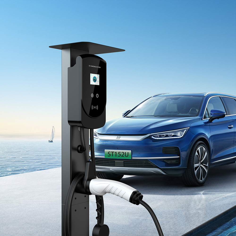 新能源汽车充电桩立柱特斯拉比亚迪通用立柱小区商用充固定底座