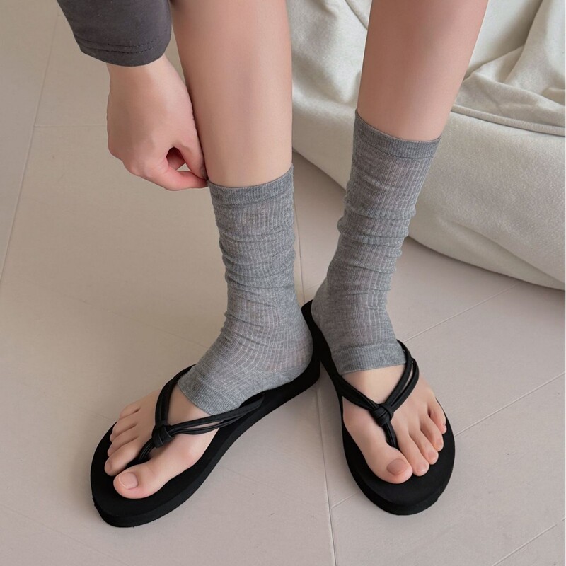 Summer Thin Socks for Women, Miu Style Ballet-Inspired Thin Transparent Stirrup Socks with Vertical Stripes, Gray Calf Socks, Half-Foot Socks Summer Thin Socks for Women, Miu Style Ballet-Inspired Thin Transparent Stirrup Socks with Vertical Stripes, Gray Calf Socks, Half-Foot Socks