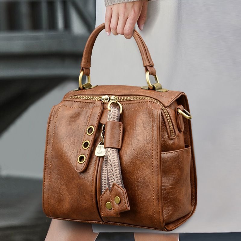 Cross-border Handbag Women's 2024 New Fashion Shoulder Crossbody Bag Lazy Style Commuter Women's Bag Vintage Bucket Bag Women