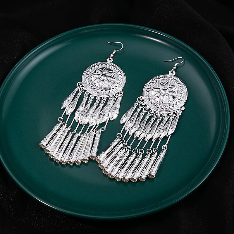 1 Pair Ethnic Style Tassel Plating Alloy Drop Earrings display picture 5